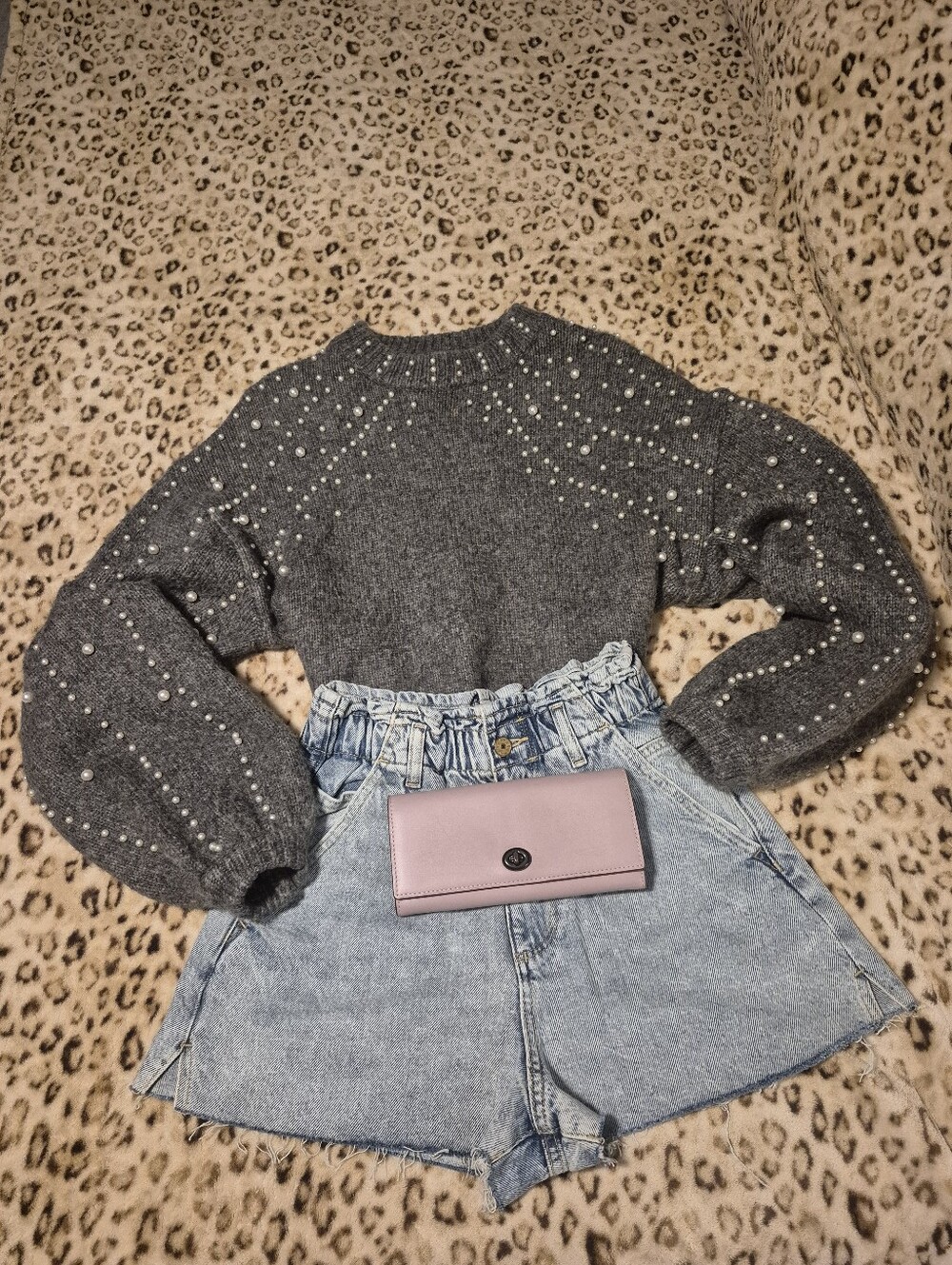 ZARA Gray Pearl Sweater